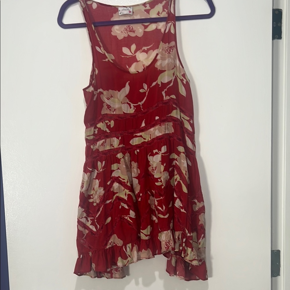 FP Floral Red Sleeveless Tunic